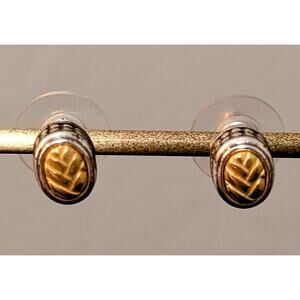 Brighton Two-Toned Ridged Wheat Design Engraved Stud Earrings